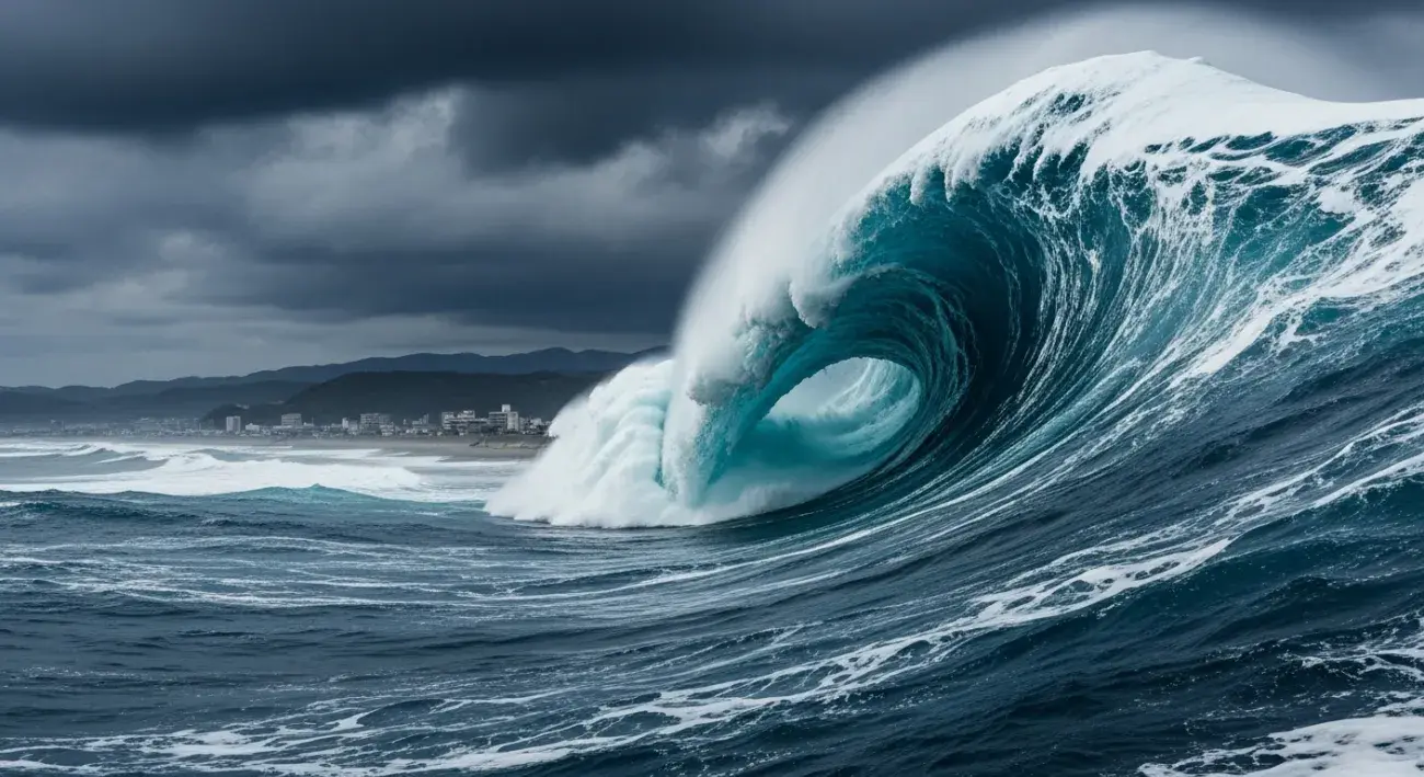Tsunami vlna u japonského pobřeží — ilustrační foto