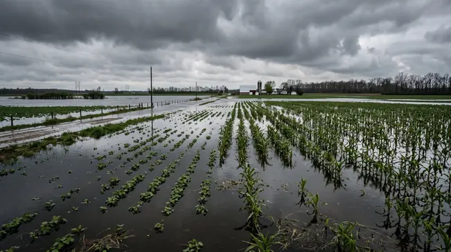 V Ohiu napršelo 38 centimetrů vody. Pole skončila pod hladinou